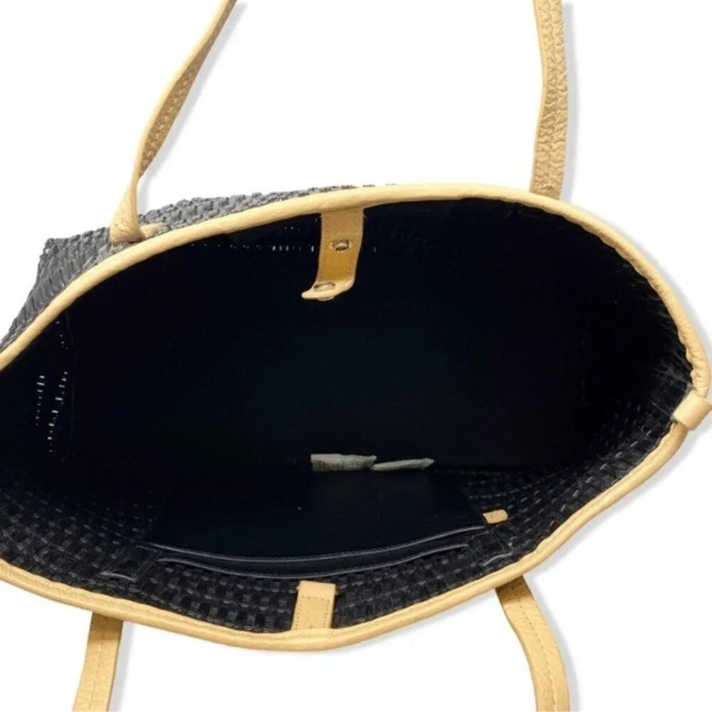 NWT Botkier Black Woven East West Shoulder Bag Minimal Chic Tote